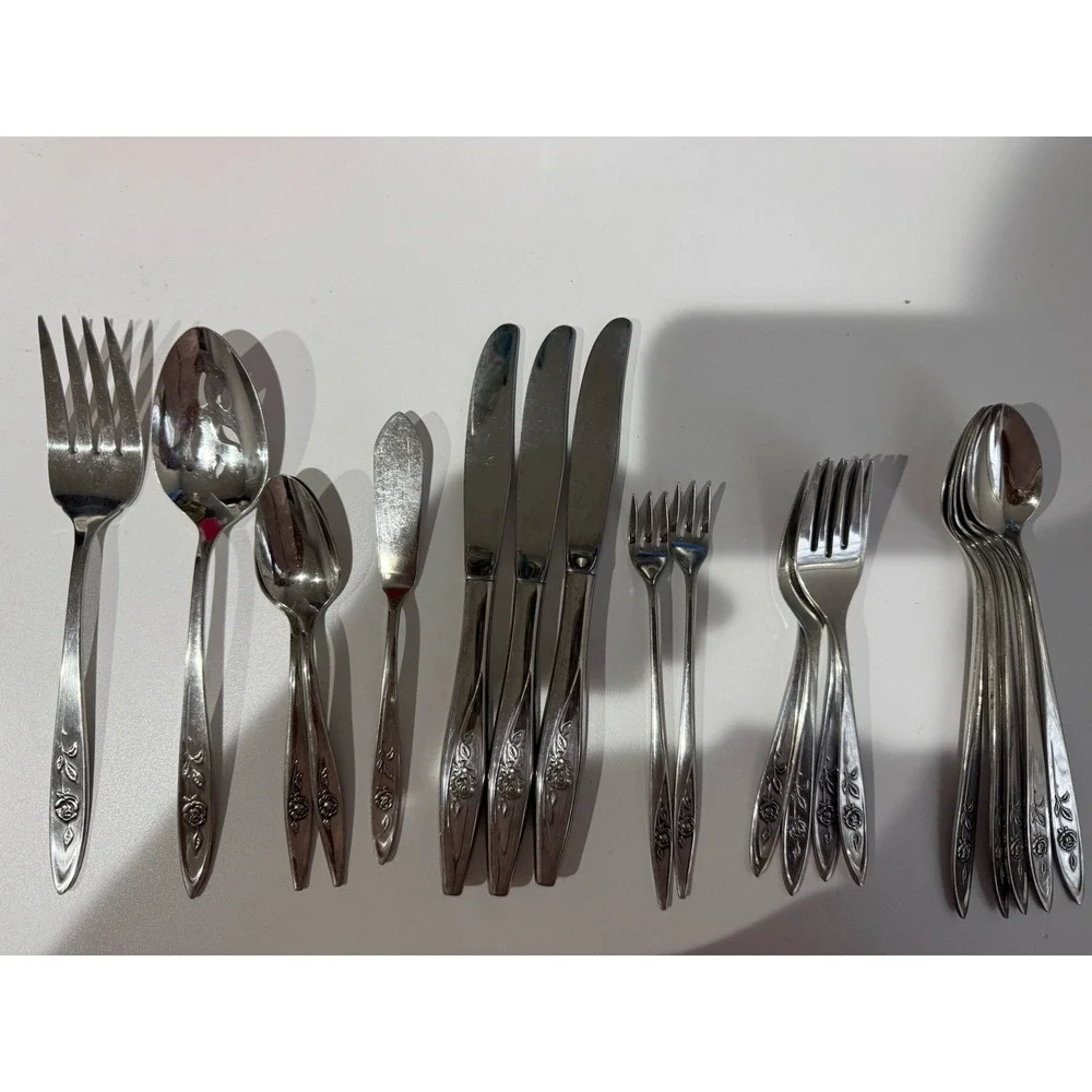 Vintage 1960's Oneida Community MY ROSE Stainless Flatware‎ Lot of 19